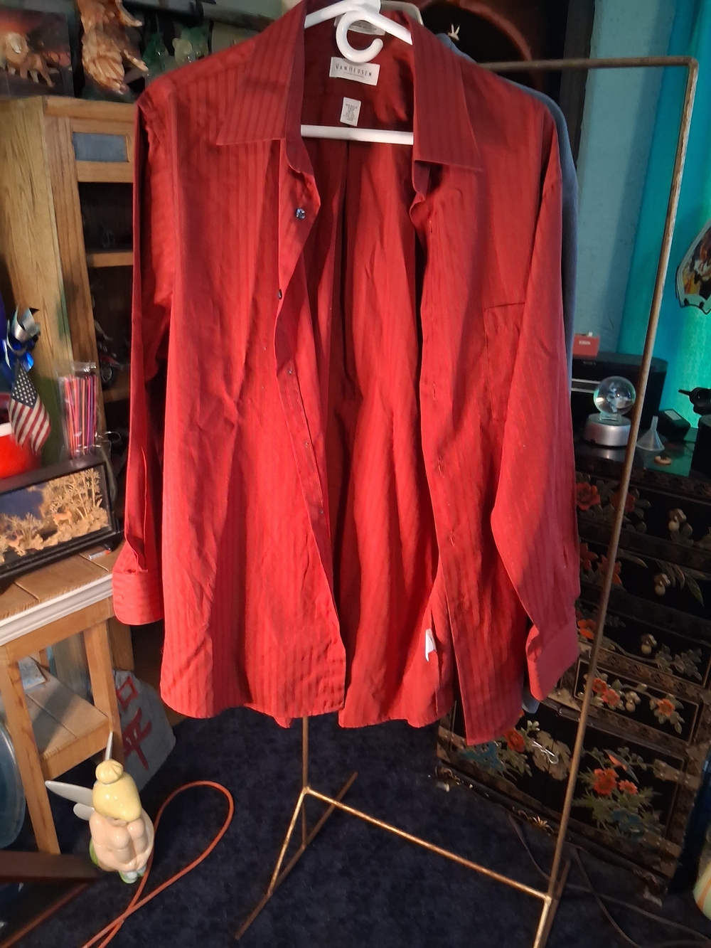 Van Heusen Men's Red Striped Dress Shirt